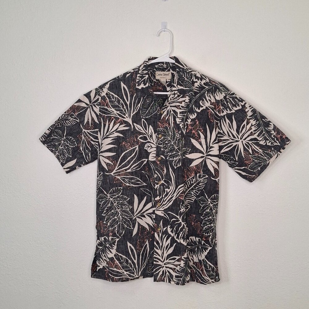 Cooke Street Mens Hawaiian Shirt Sz XL Floral Button Down 100% Cotton Neutral